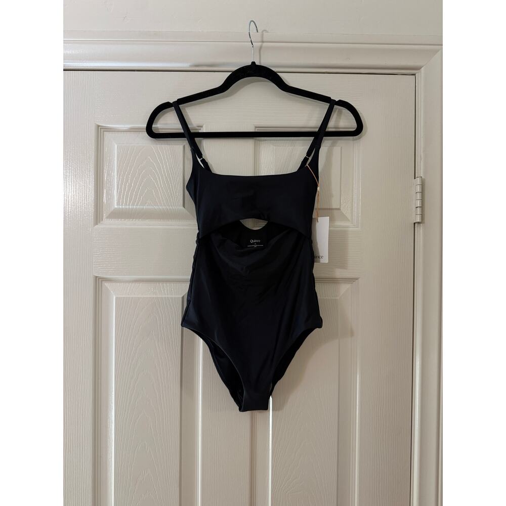 quince italian cut-out one-piece swimsuit in black, women size x-small xs - Picture 3 of 6